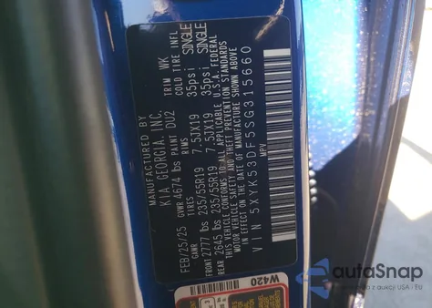 2025 Kia Sportage Sx Prestige z USA, uszkodzony, nr VIN 5XYK53DF5SG315660